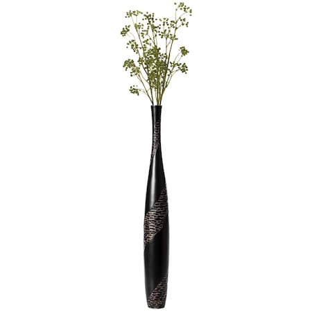 Contemporaray Bottle Shape Decorative Floor Vase, Brown With Cobbled Stone Pattern, 42 Inch